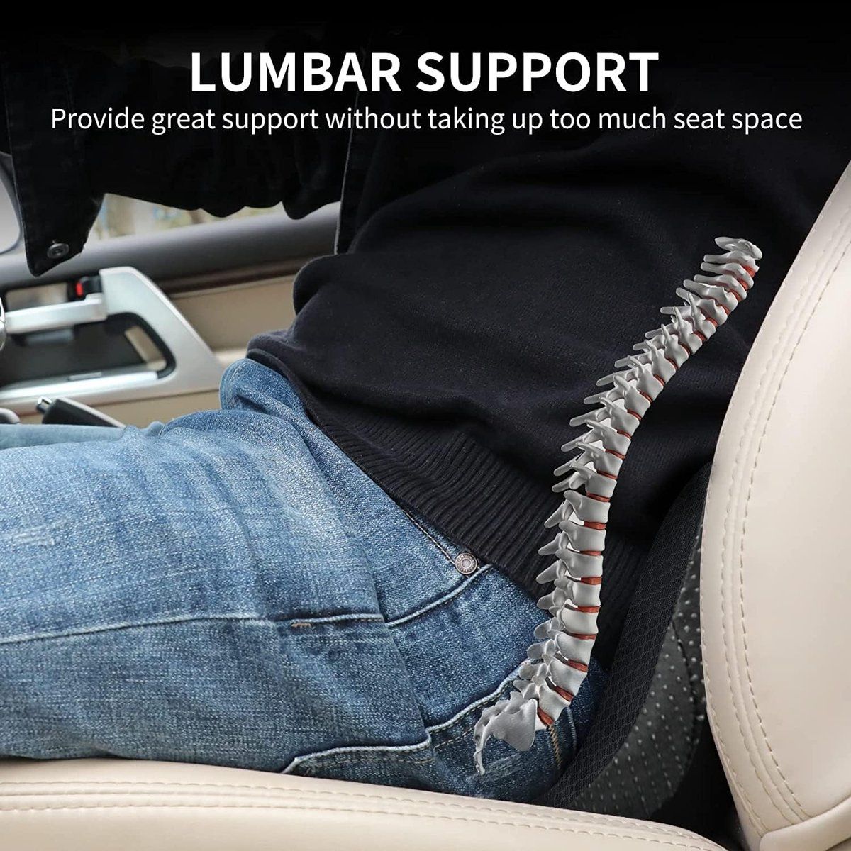 Car Seat Cushion, Memory Foam Wedge Cushion, Lower Back Support Booster Pad for Driver Seat, Office Chair and Travel, 44X23.5X9.5CM, Black โ image 3