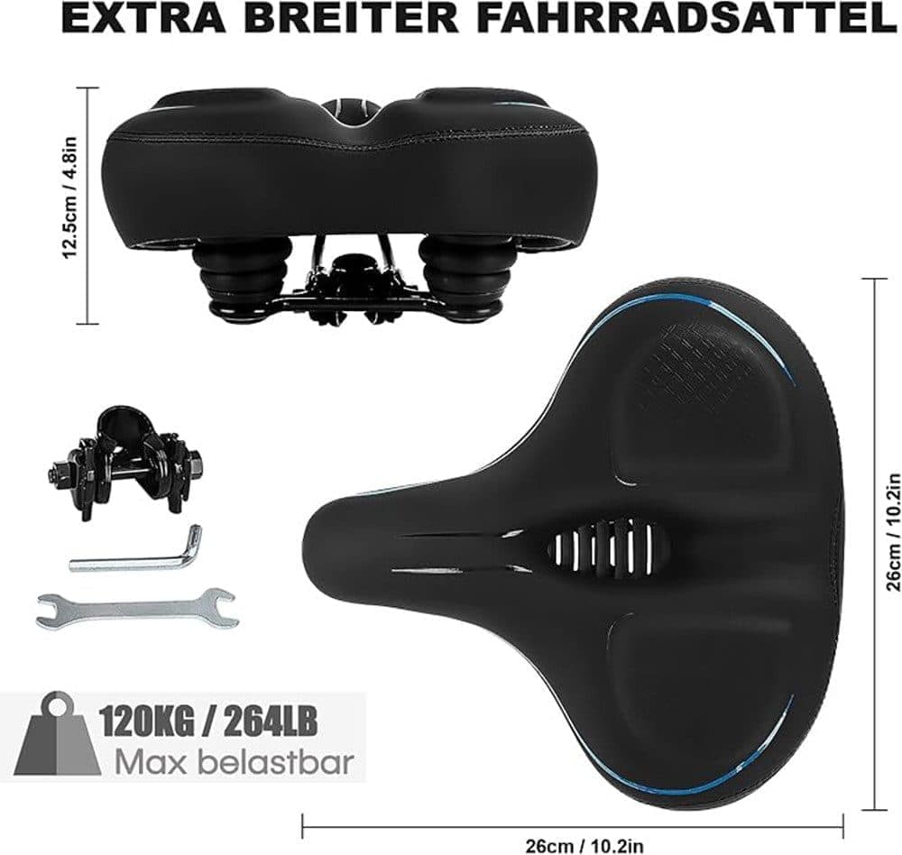 Comfortable unisex bicycle saddle with double shock absorbers, breathable waterproof ergonomic design, Green — image 6