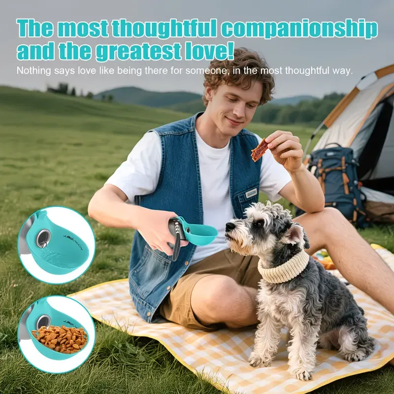 Portable Stainless Steel Cat & Dog Water Bottle, Leak-Proof 2-in-1 with Bowl, One-Press Drink & Feed for Outdoor Walks & Travel, Lightweight & Easy to Carry — image 4