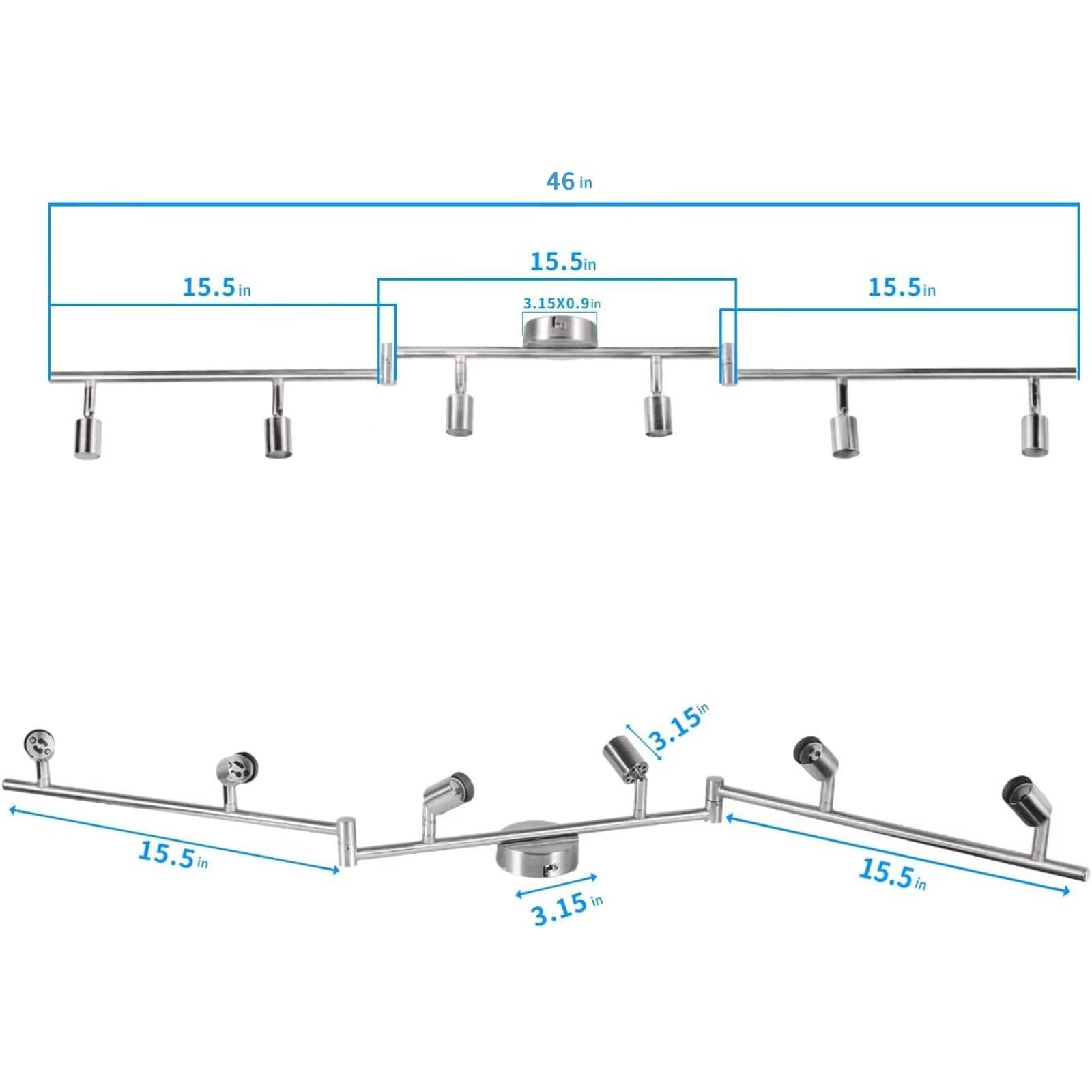 Kitchen Lights, 6-Light Ceiling Lighting Kits, Swivelling Ceiling Spotlight for Bedroom, Kitchen and Living Room(GU10 LED Bulbs not Included) (Brush — image 2