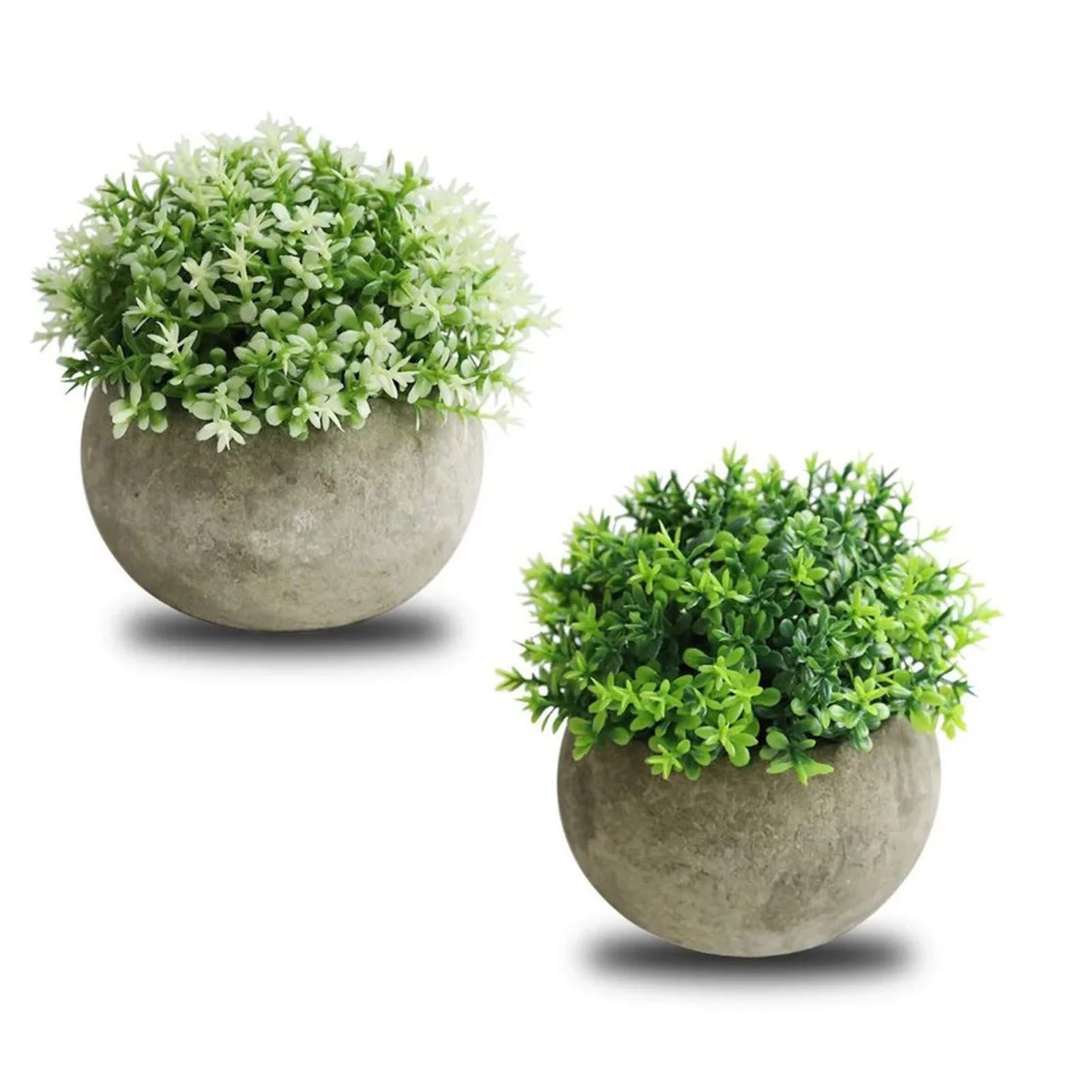 2 PCS Simulated Plant Bonsai Semicircular Ball Pulp Bonsai Desktop Green Plants Potted Ornaments White Green โ image 4