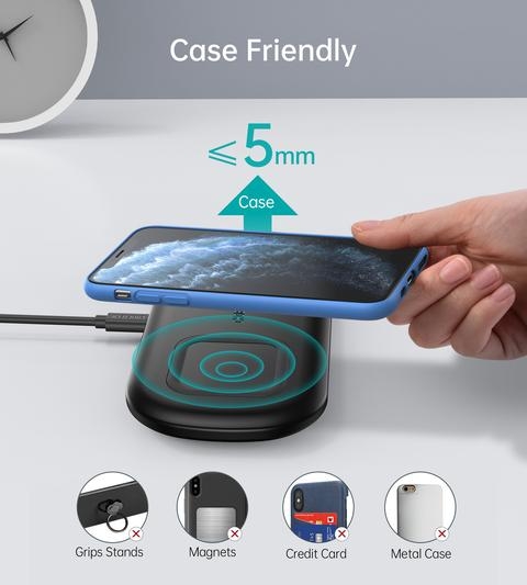 Choetech T570-S 2-in-1 Wireless Charger, 10W Max Wireless Charging Pad with Adapter for Galaxy Watch — image 6