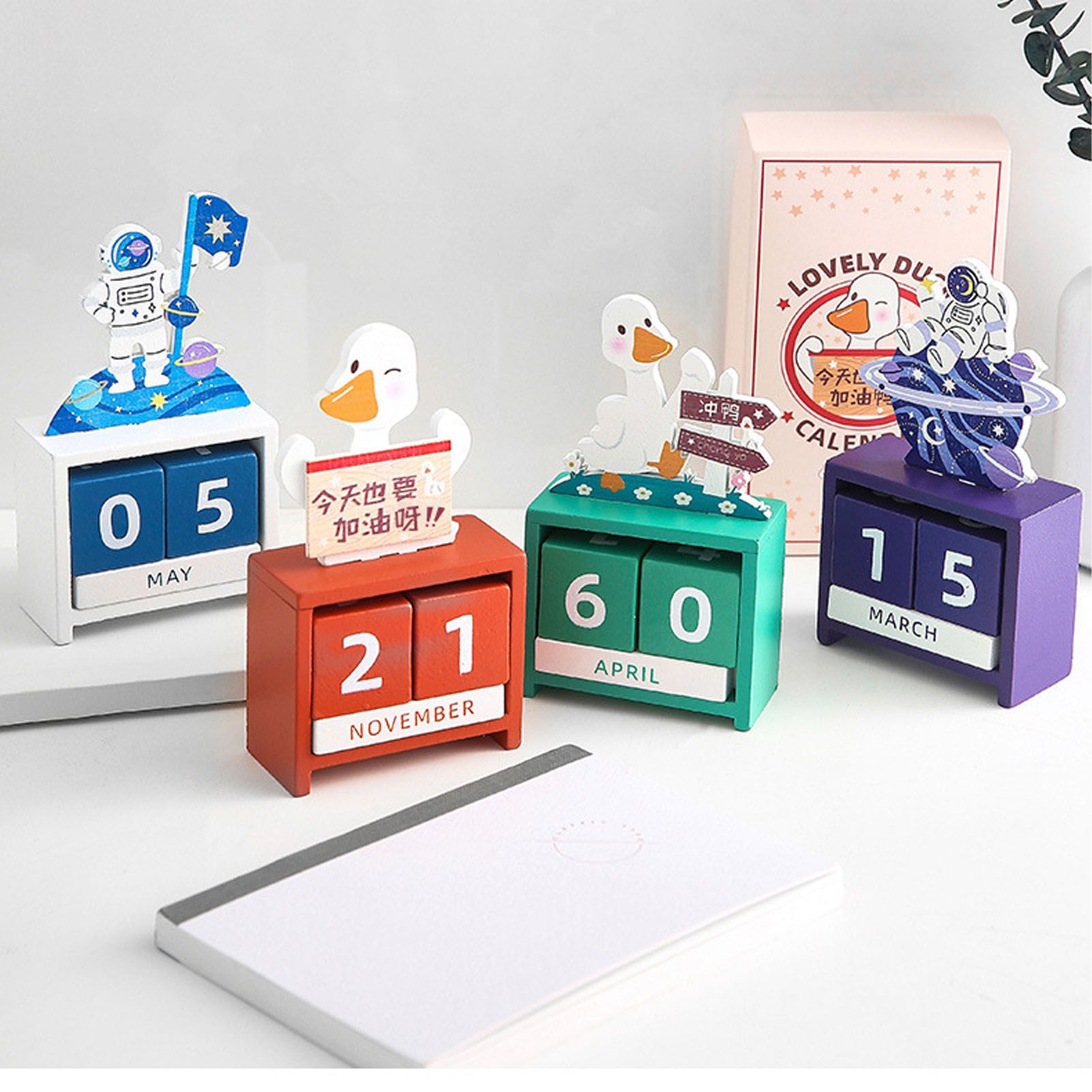 Wooden Perpetual Calendar Countdown Month Date Block Cubes Calendar Cute Desktop Decoration Type 3 โ image 6