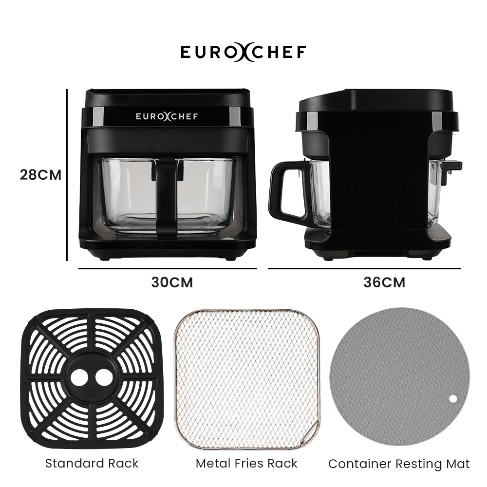 EUROCHEF 6.5L Air Fryer, Electric Digital Airfryer with Glass Container, Black โ image 2