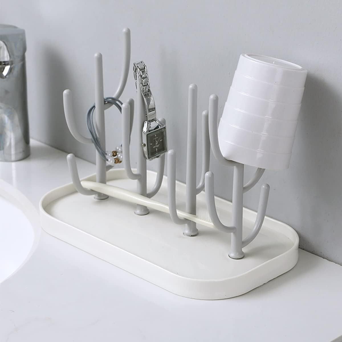Countertop Bottle Drying Rack with Removable Base, Multi-purpose Detachable Storage Dryer Stand for Water Bottles Mugs and Small Gadgets, Gray โ image 5