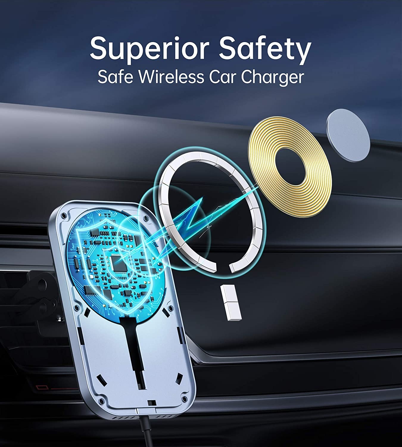 CHOETECH T200F-301 15W MagLeap Magnetic Wireless Car Charger Holder with 1.5M Cable โ image 5