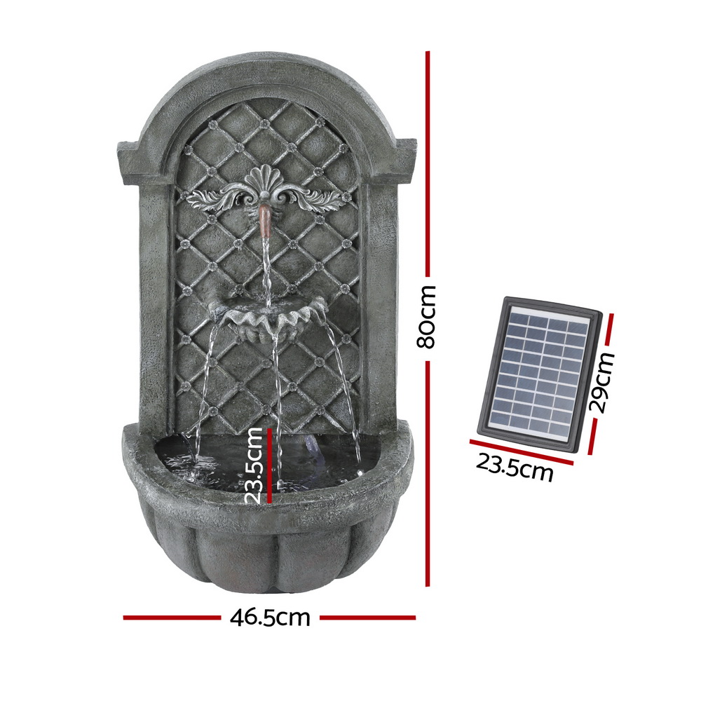 Gardeon Solar Fountain Water Feature Wall Mount Garden Fountains 80CM Grey — image 2