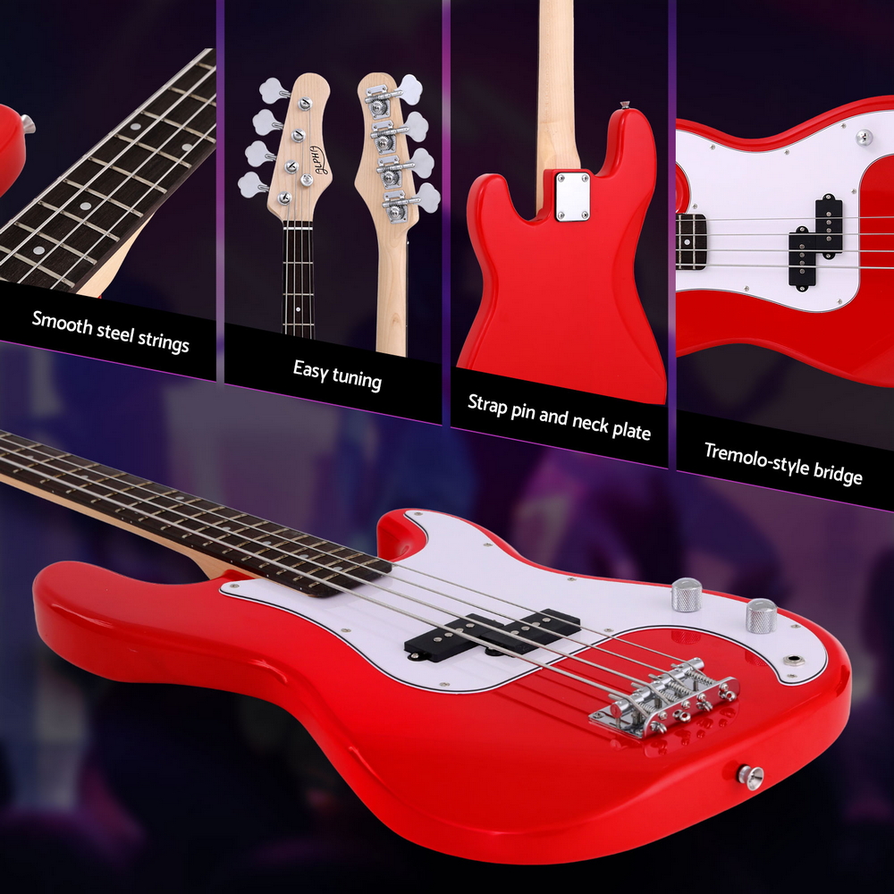 Alpha Electric Guitar Bass 47 Inch Red — image 6