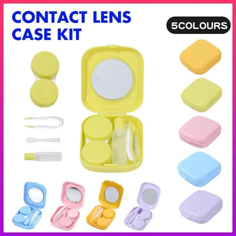 Pocket Plastic Mini Contact Lens Case Kit Outdoor Travel Holder Mirror Container - Green โ image 2
