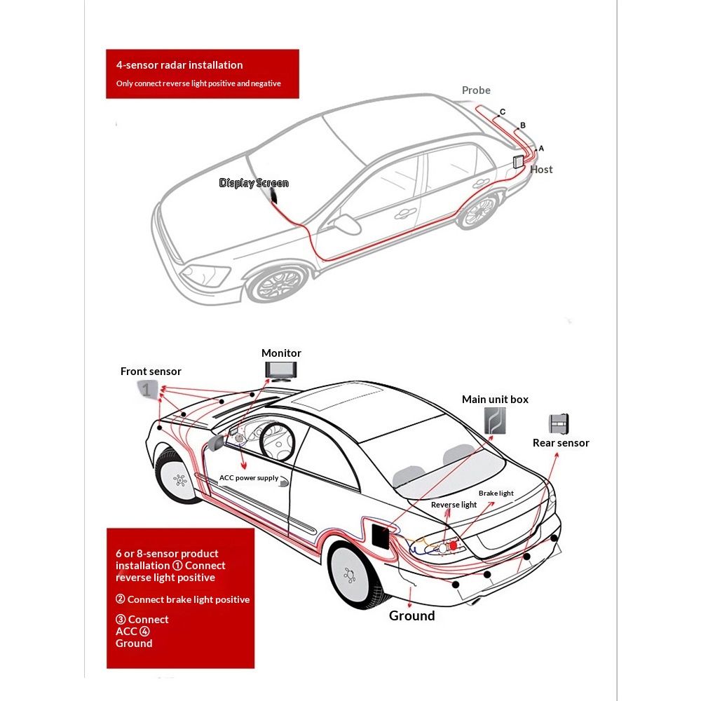 Backup Parktronic System Car Auto Vehicle Reverse with 8 Parking Sensors kit Distance Detection LCD Distance Display Sound Warning … — image 4