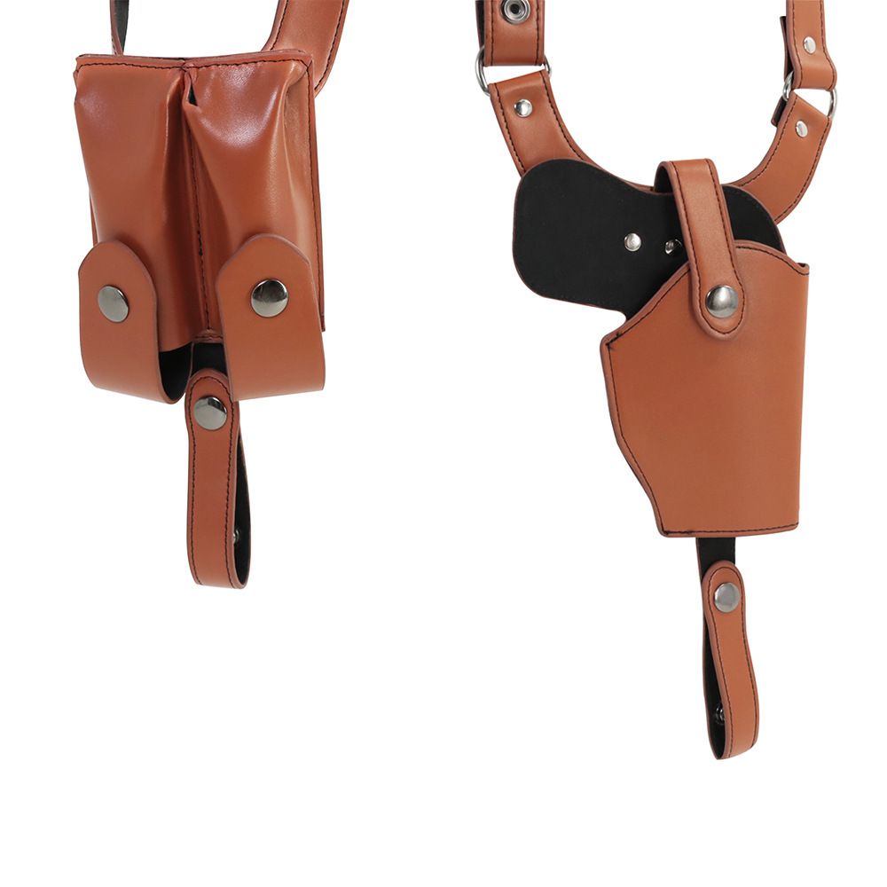 Dual Gun Shoulder Holster, Leather Concealed Gun Pouch with Adjustable Strap for Height Festival Gift Cosplay — image 2
