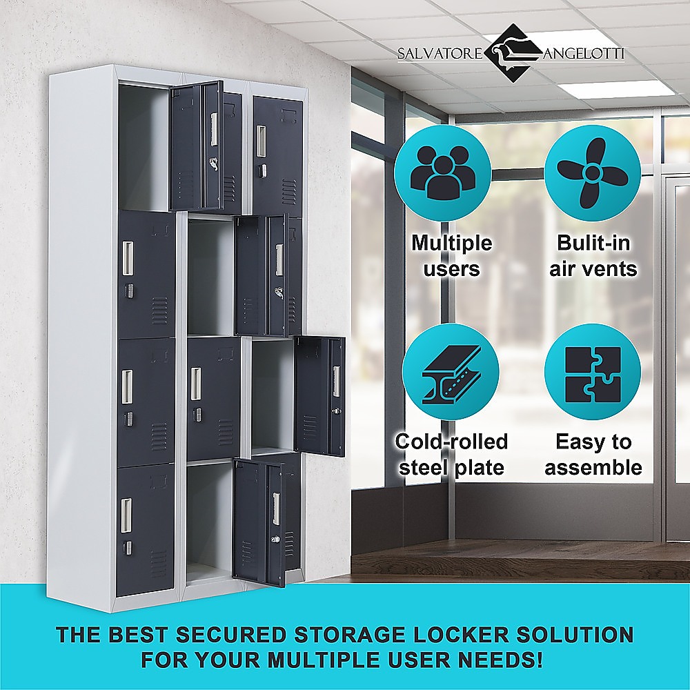 12-Door Locker for Office Gym Shed School Home Storage - Padlock-operated โ image 4