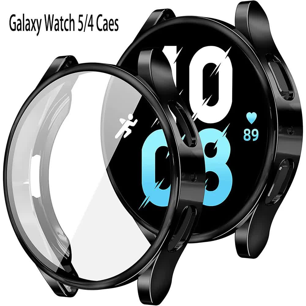 Compatible with Samsung Galaxy Watch 4 5 6 Screen Protector Case 40mm 44mm with Silicone TPU Bumper Black Galaxy Watch6 44mm โ image 2