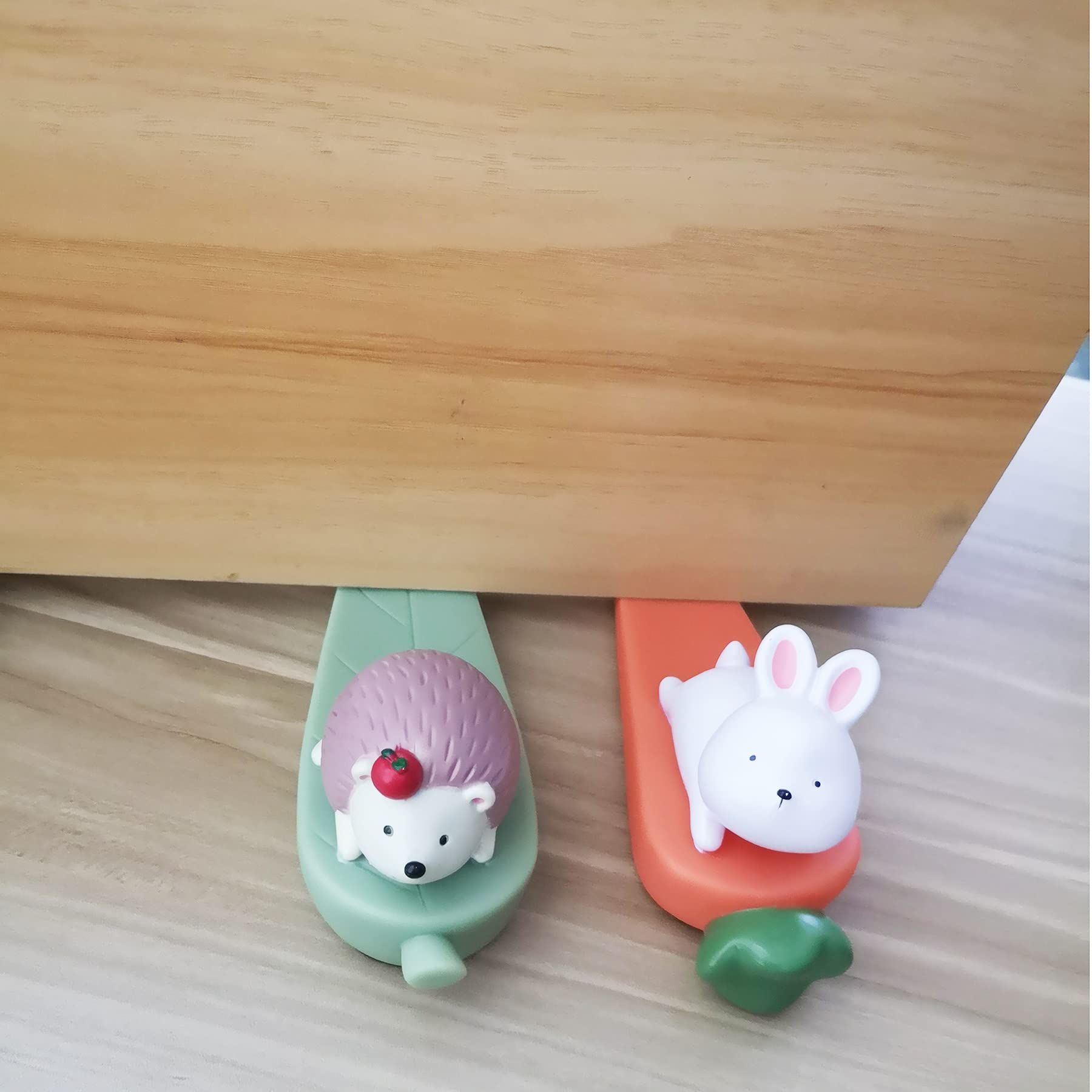 2pcs Door Stoppers, Hedgehog Bunny Small Door Stopper, Cute Animal Rabbit Hedgehog Door Stop with Strong Friction โ image 2
