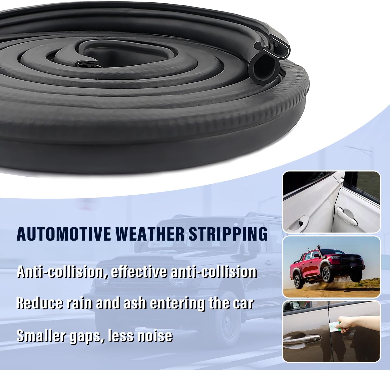 20Ft Car Door Weather Stripping Door Seal Strip,U-Shaped Rubber Edge Trim with Steel Strip Door Sealers for Door Frame of Car Truck SUV RV Boat Home,Keeps Car โ image 4