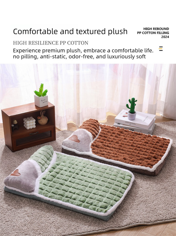 Thickened Pet Sofa Bed XXL Size 100x70cm Green Dog Mat with Integrated Pillow Soft Washable Sleeping Pad for Dogs and Cats All Season Comfort — image 4