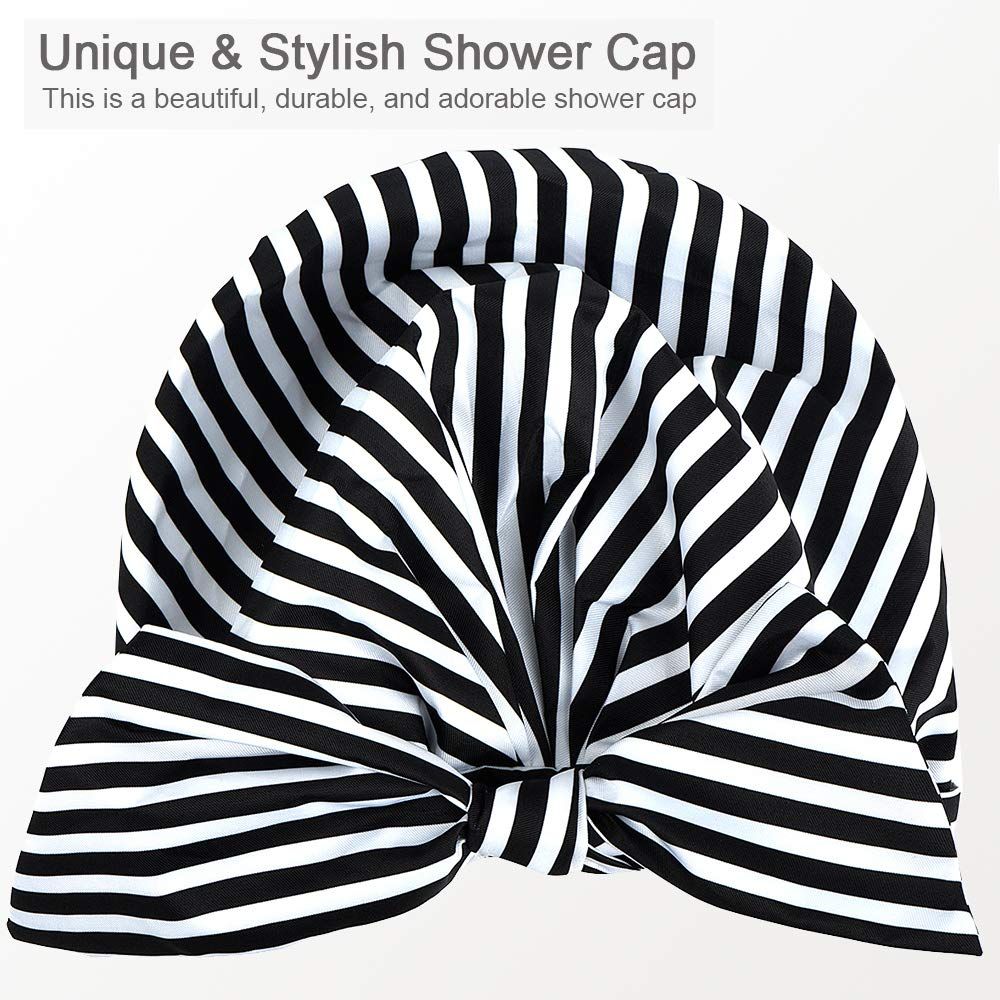 Shower Cap for Women Hair Caps for Shower Reusable Shower Cap for Long Hair Large Turban Shower Cap for Braids Black