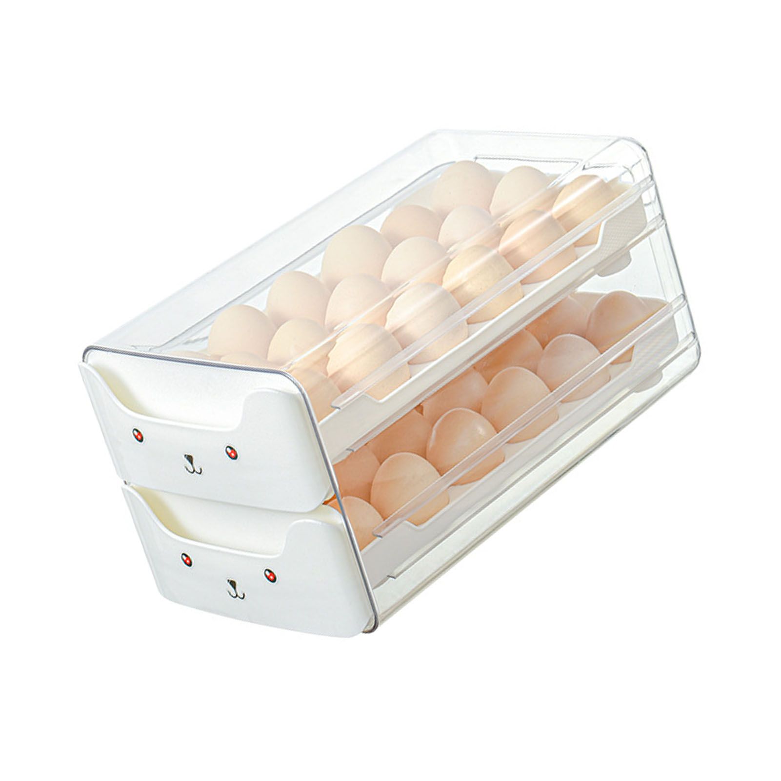 Double Layer Egg Drawer Transparent Lengthen Independent Slot Egg Holder Egg Storage Container for Refrigerator White โ image 3