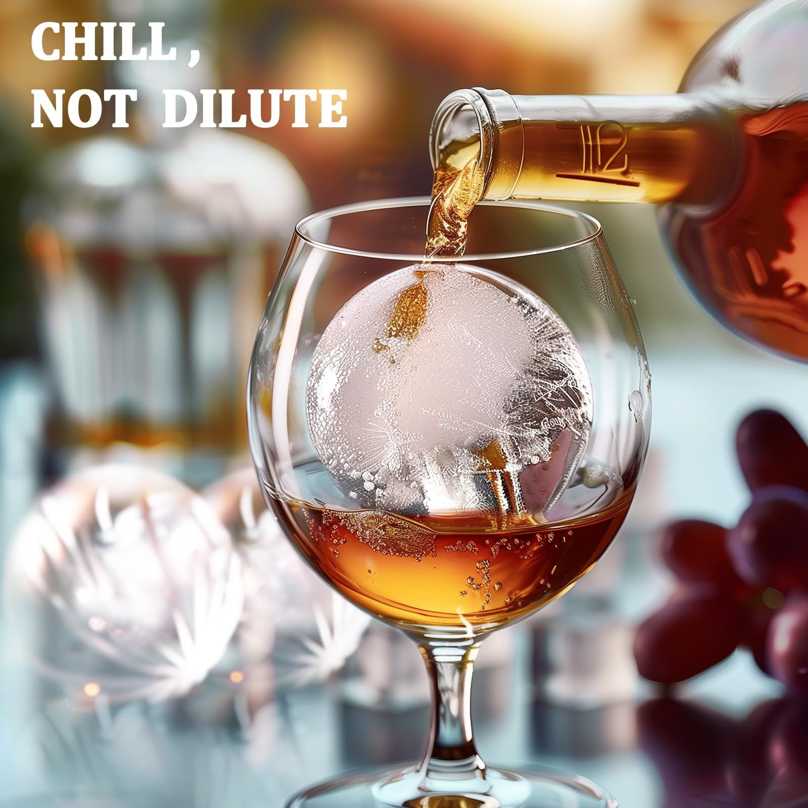 2 pcs Ice Ball Maker Mold, Large Whiskey Ice Cubes Mold Round Ice Cube Mold, Easy Release Sphere Ice Mold, Silicone Ice Molds — image 5