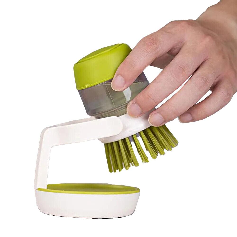 Multi-purpose Scrubbing Dish Brush with Soap Dispenser Cleaning Brush Kitchen Cleaning Tool Green — image 3