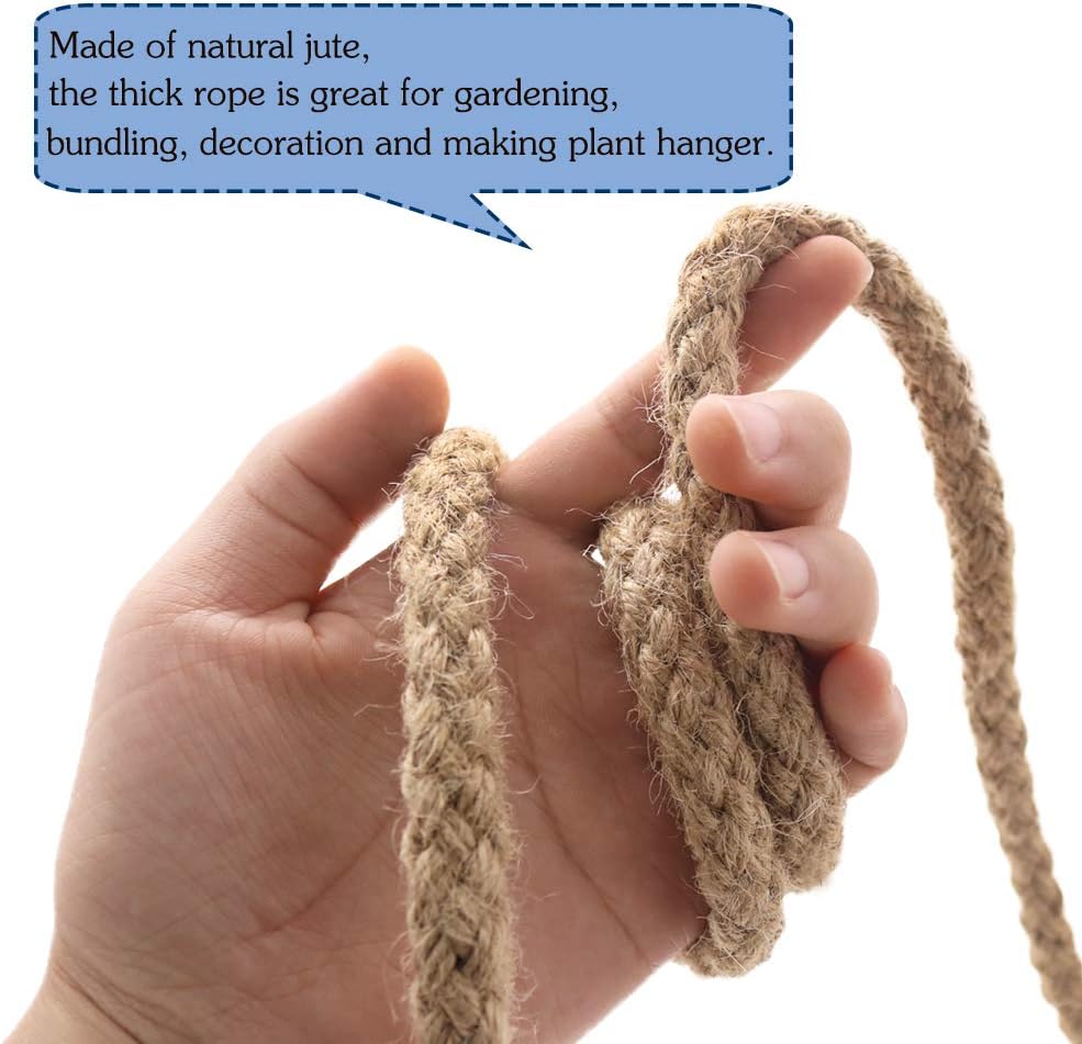 Braided Jute Rope, 25 Feet 11mm Thick Twine Rope for Crafting, Cat Scratching, Gardening, Bundling, Farmhouse Decor, Home Decor β image 4