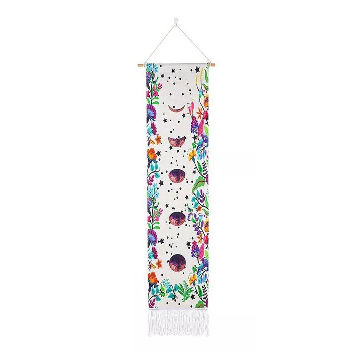 Bohemian Wall Hanging Tapestries Vintage Wall Decor Moon Phase Wall Art Decor - Flower-White