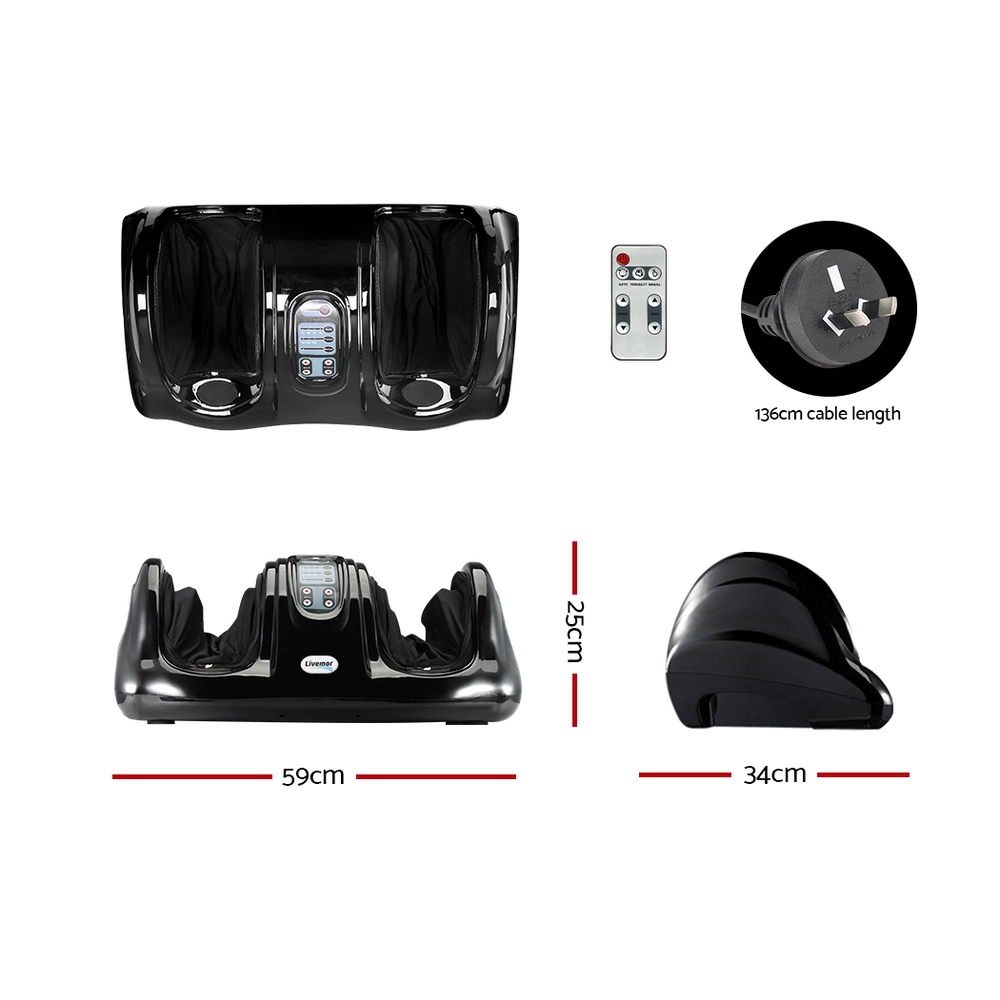 Livemor Foot Massager Shiatsu Massagers Electric Remote Roller Kneading Black — image 2