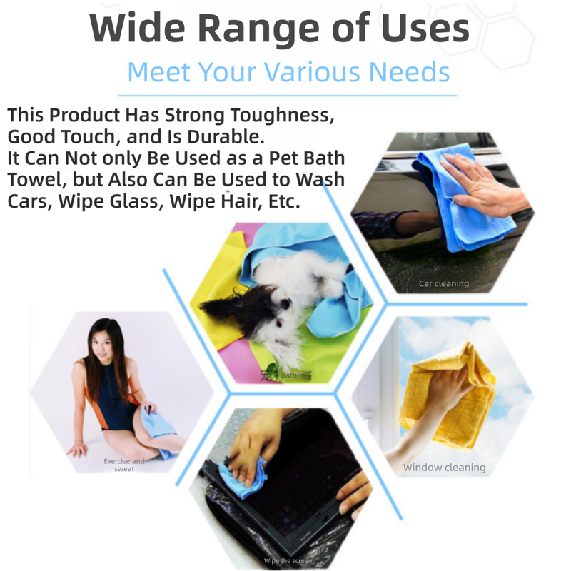 2-Pack Medium Size Super Absorbent Quick Drying Pet Towel with Storage Canister(32 x 42CM) - NonHair-Stick PVA Bath Towel for Dogs & Cats, Random Color β image 4