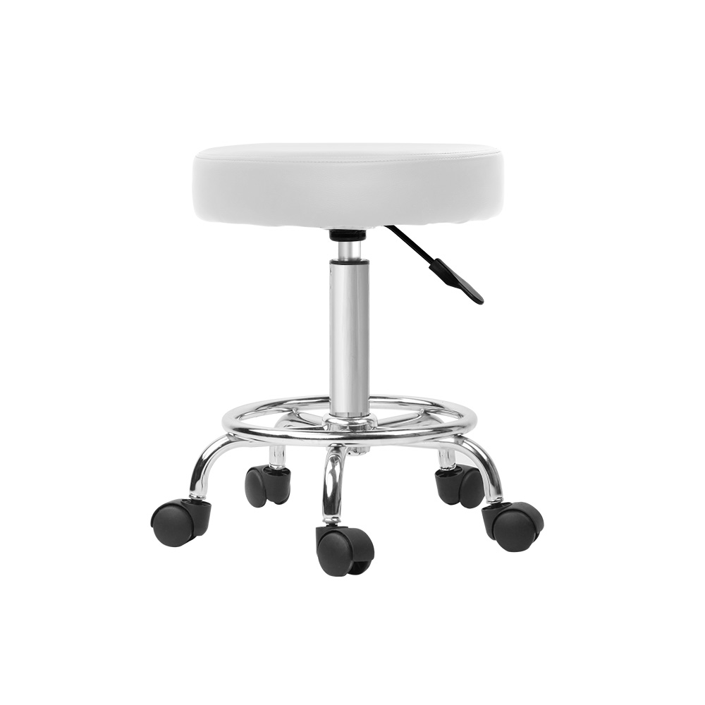 Artiss Salon Stool Round Swivel Chair White โ image 4