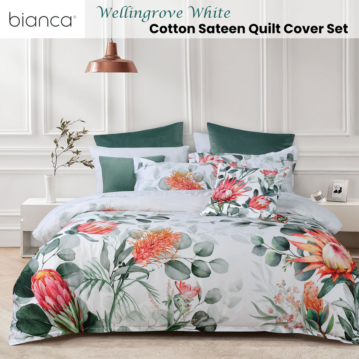 Bianca Wellingrove White Cotton Sateen Quilt Cover Set King โ image 2