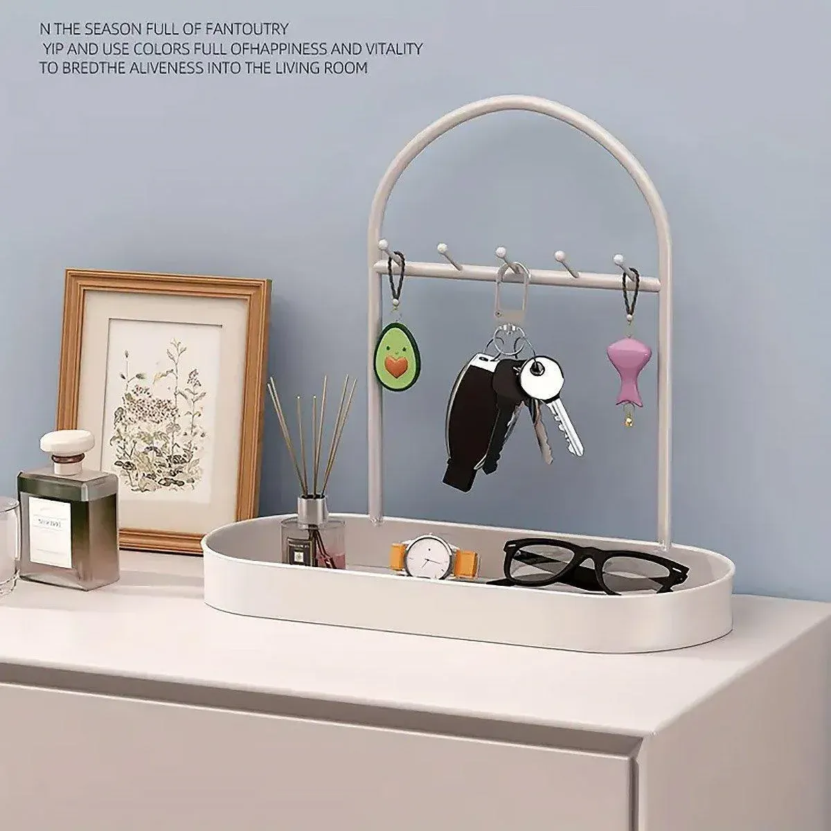 Versatile Entryway Storage Rack Waterproof Metal Key Holder Decorative Desktop - White — image 5