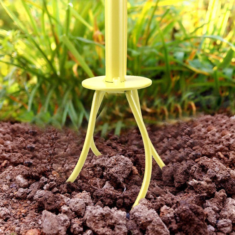Soil Tiller Long Handle Widely Use Comfortable Grip Handheld Twist Tiller Soil Scarifier Gardening Tool for Farmhouse Yellow — image 4