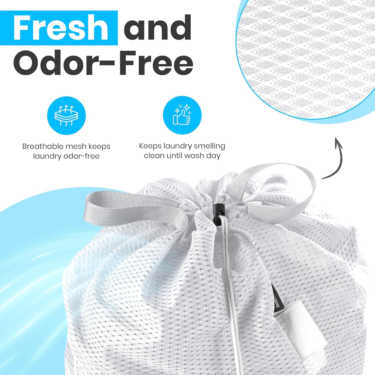 Large Mesh Laundry Bags - 2-Pack Heavy Duty with Handles & Drawstring - Machine Washable Net Laundry Sacks for College Dorm, Camp, Travel, Bedding & Clothes — image 5
