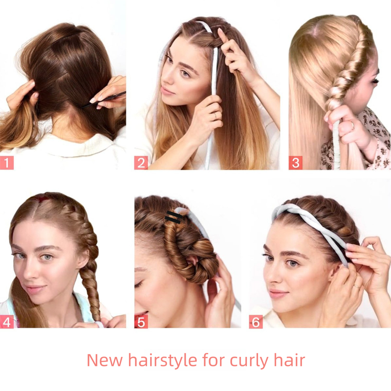 2-PCS Bronze color Heatless Hair Curler Set Extra Long Overnight Soft Ribbon for Natural Big Waves Damage-Free Professional Home Styling Solution for Local — image 2