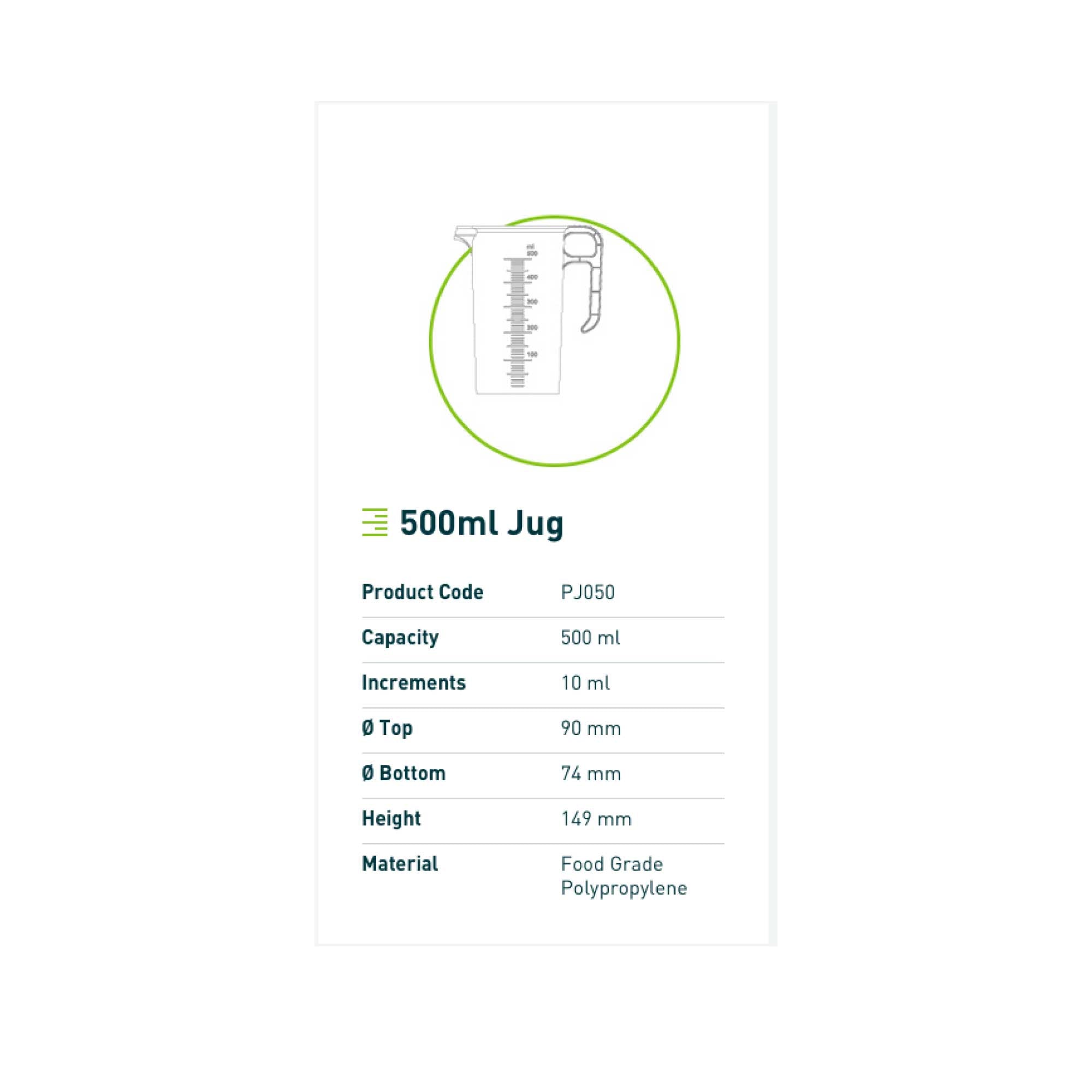 500ml Measuring Jug Heavy Duty Clear Propylene BPA 5 Food Grade Pro-Jug — image 3
