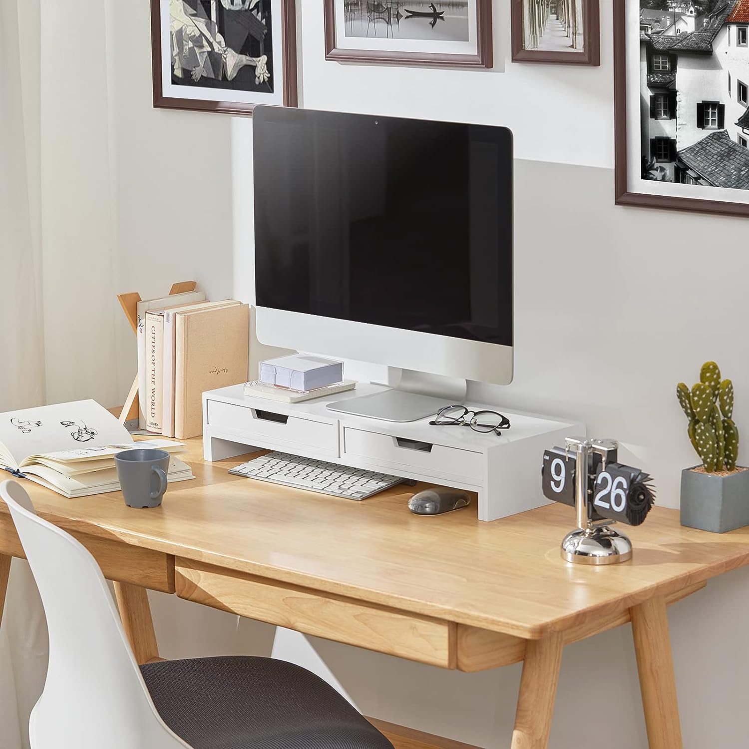 White Monitor Stand with Drawers โ image 2