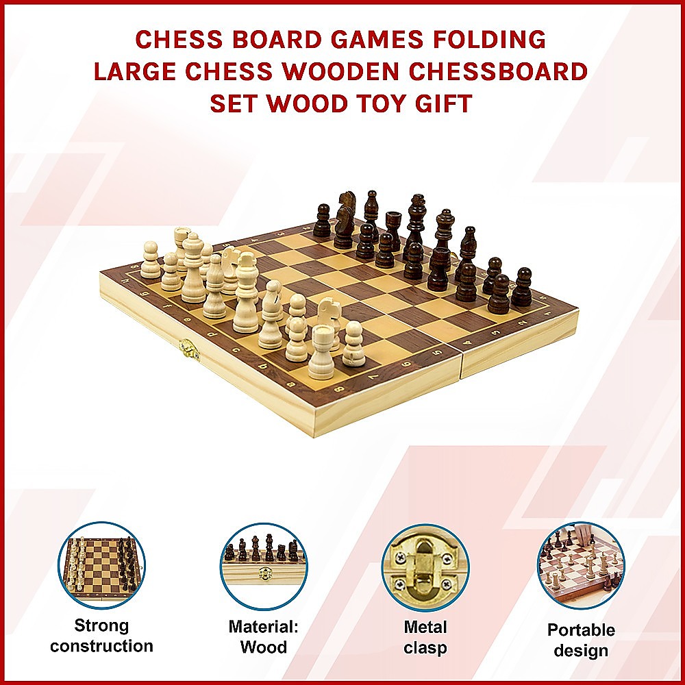 Chess Board Games Folding Large Chess Wooden Chessboard Set Wood Toy Gift — image 3