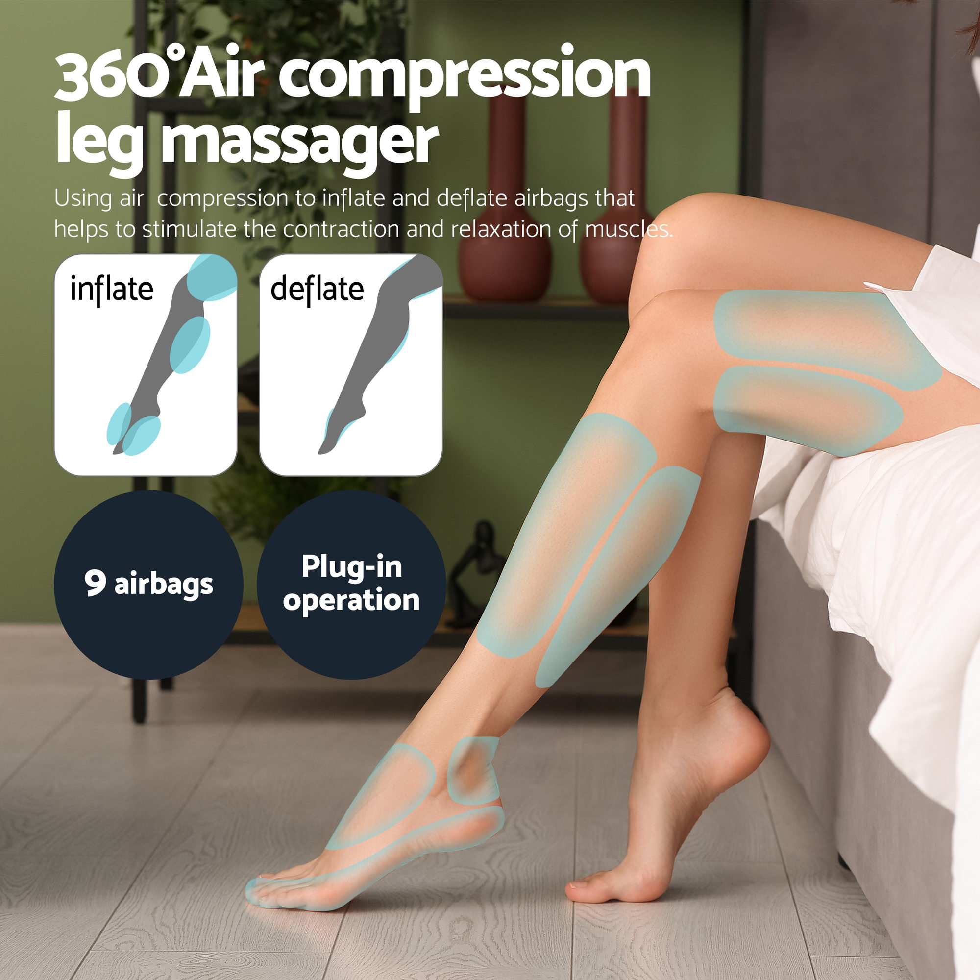 Livemor Electric Leg Foot Massager Air Wrap With Shiatsu Neck Massager Heating โ image 5