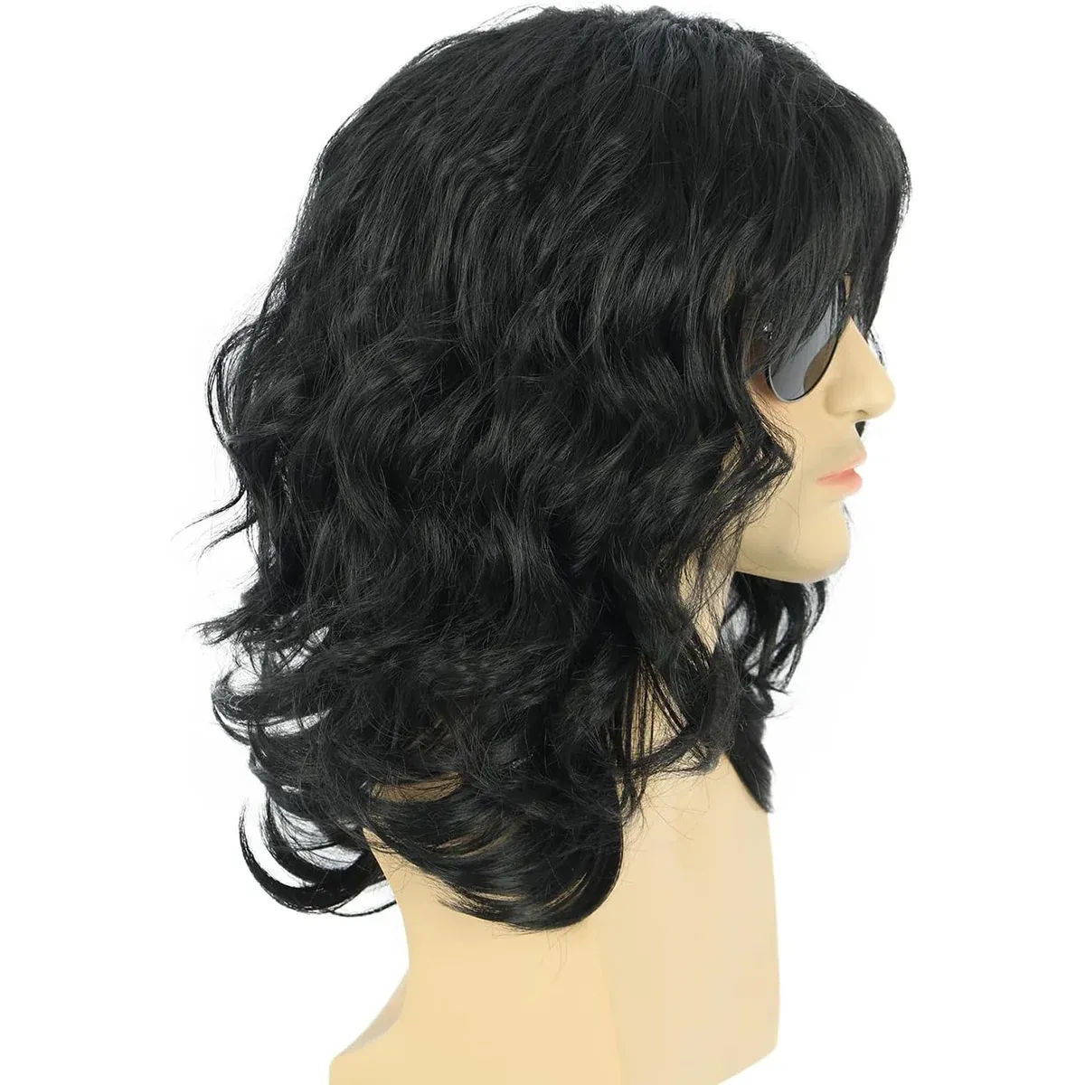 Mens Curly Wig 70s80s Style Medium Length Hair Costume Party Rock Star Look β image 4