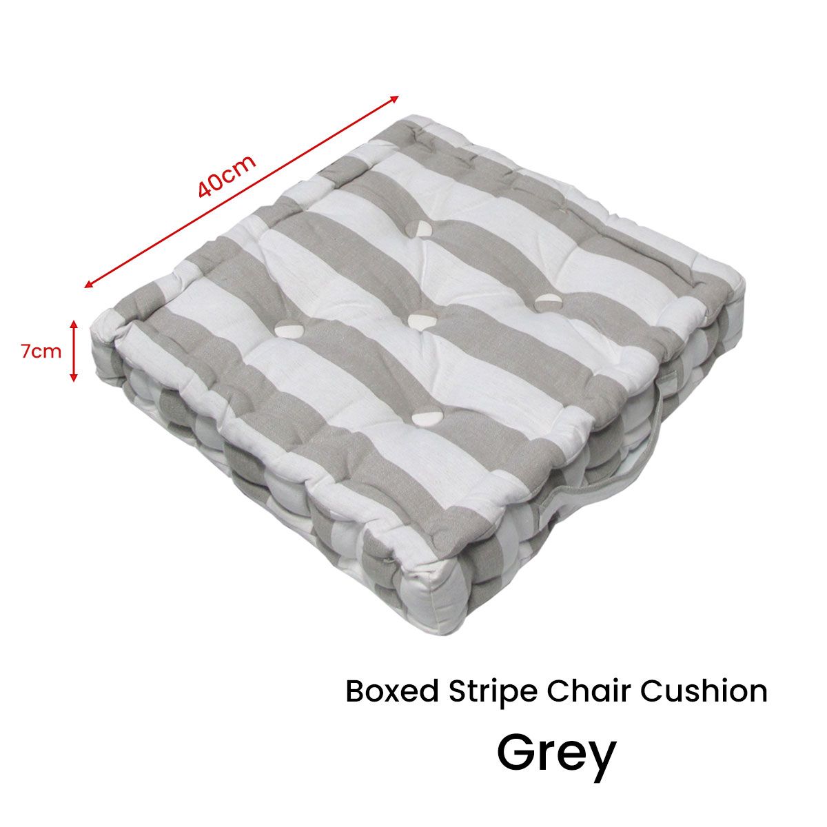 Rans Boxed Stripe Chair Cushion Pad 40 × 40 + 7 cm Grey — image 3