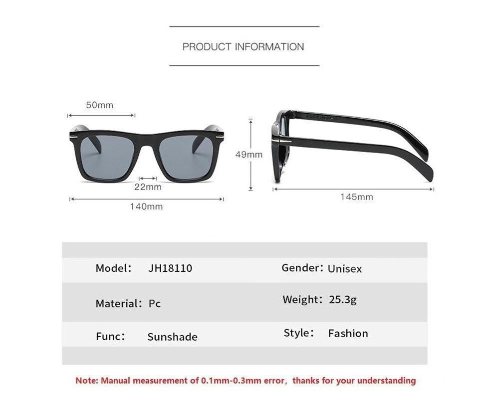 Classic Rivet Square Sunglasses Men Luxury Brand Design Beckham Driving Glasses Vintage Sun Glasses Eyewear - Black Yellow — image 2
