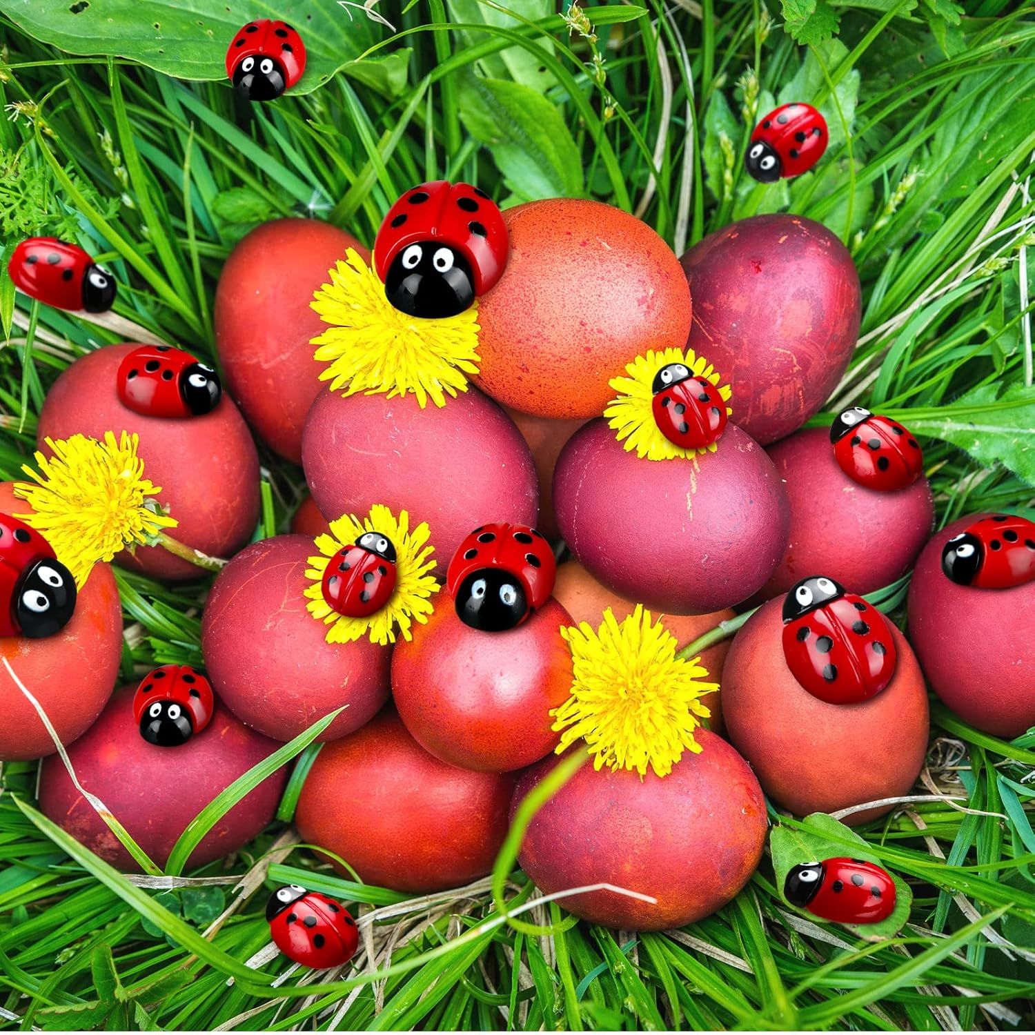 100 Pieces Tiny Resin Ladybugs Decor 0.55''-0.98'' 3 Sizes Mini Ladybugs Ornaments Miniature igurines Crat or DIY airy Garden Dollhouse Micro Landscaping โ image 5