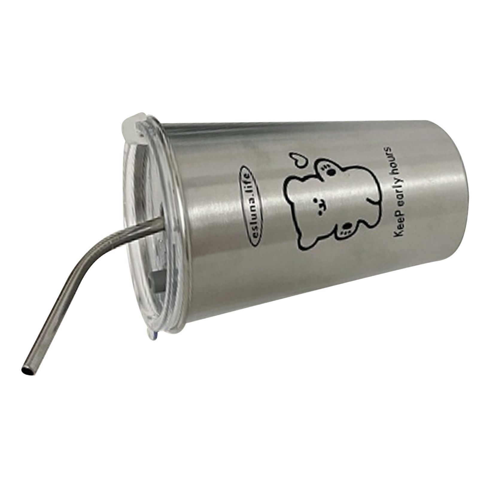 Stainless Steel Cold Tumbler 500ml with Metal Straws Lid Iced Coffee Travel Mug for Coffee Water Tea Happy Bear โ image 3