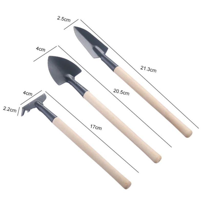 Mini Gardening Tools, 3pcs Portable Garden Hand Tools Set, Miniature Gardening Rake Trowel and Shovel for Seedlings (3pcs) — image 4