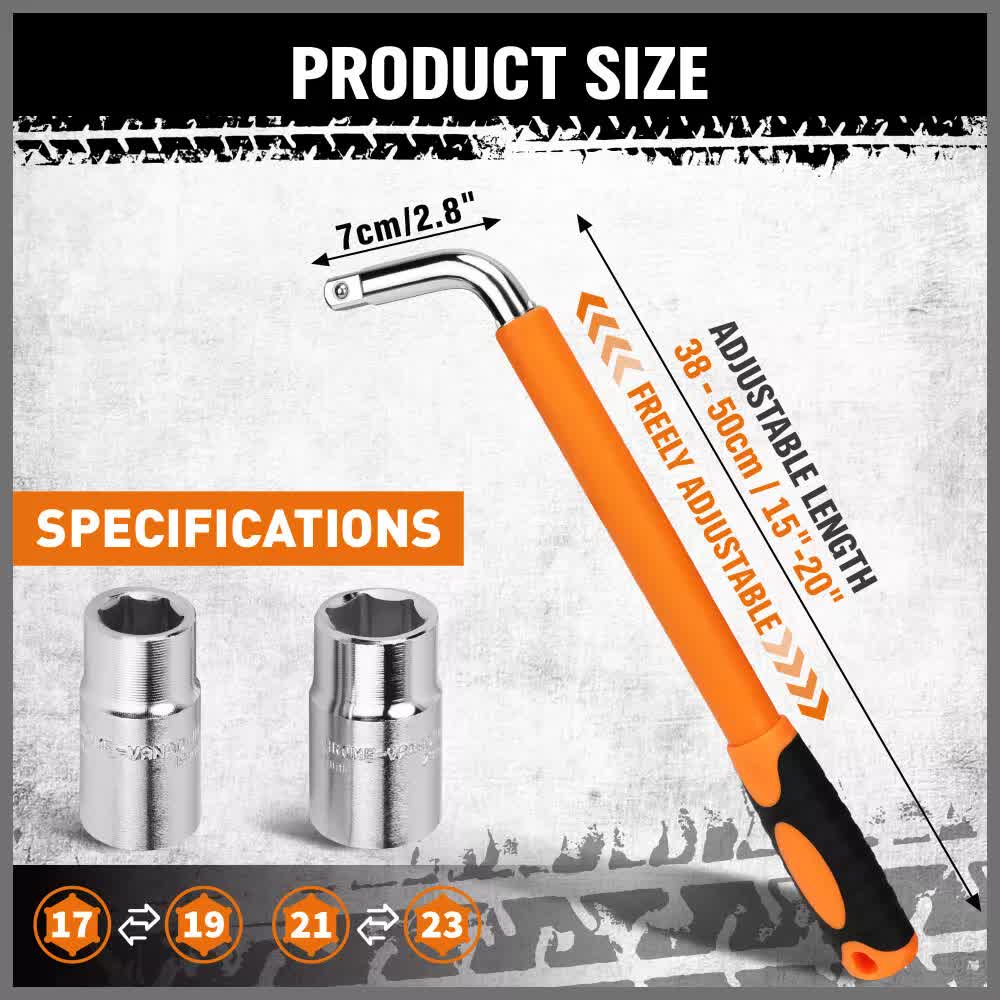 3Pcs Telescoping Lug Wrench 17/19mm 21/23MM Extendable Lug Wrench Tire Wrench โ image 4