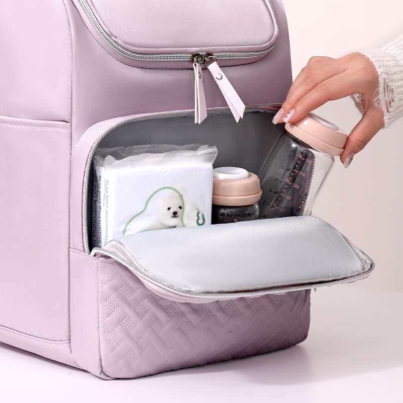 Green Stylish Quilted Diaper Bag Backpack - Large 17L Capacity Lightweight Nappy Bag for Mum โ image 4