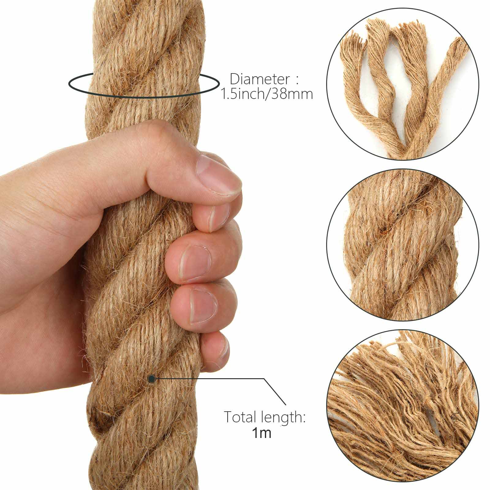 1m Sisal 40mm Rope Natural Twine Cord Thick Jute Hemp Manila Crafting Home Decor โ image 4