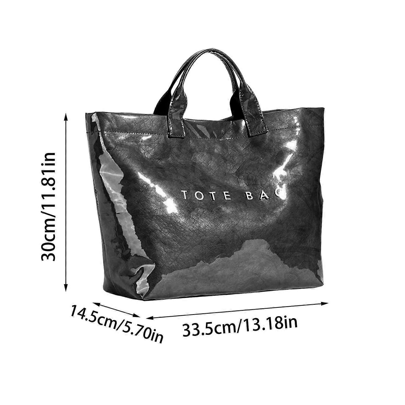 PVC Tote Bag for Women Large Fashion Solid Color Letter Print Tote โ image 3