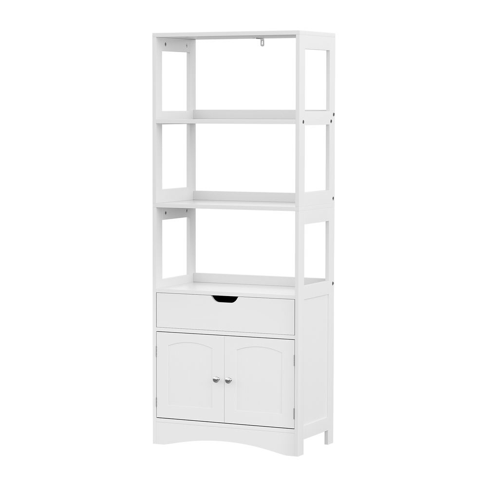 Artiss Bathroom Floor Storage Cabinet with 2 Drawers 3 Open Shelves 2 Doors White โ image 3