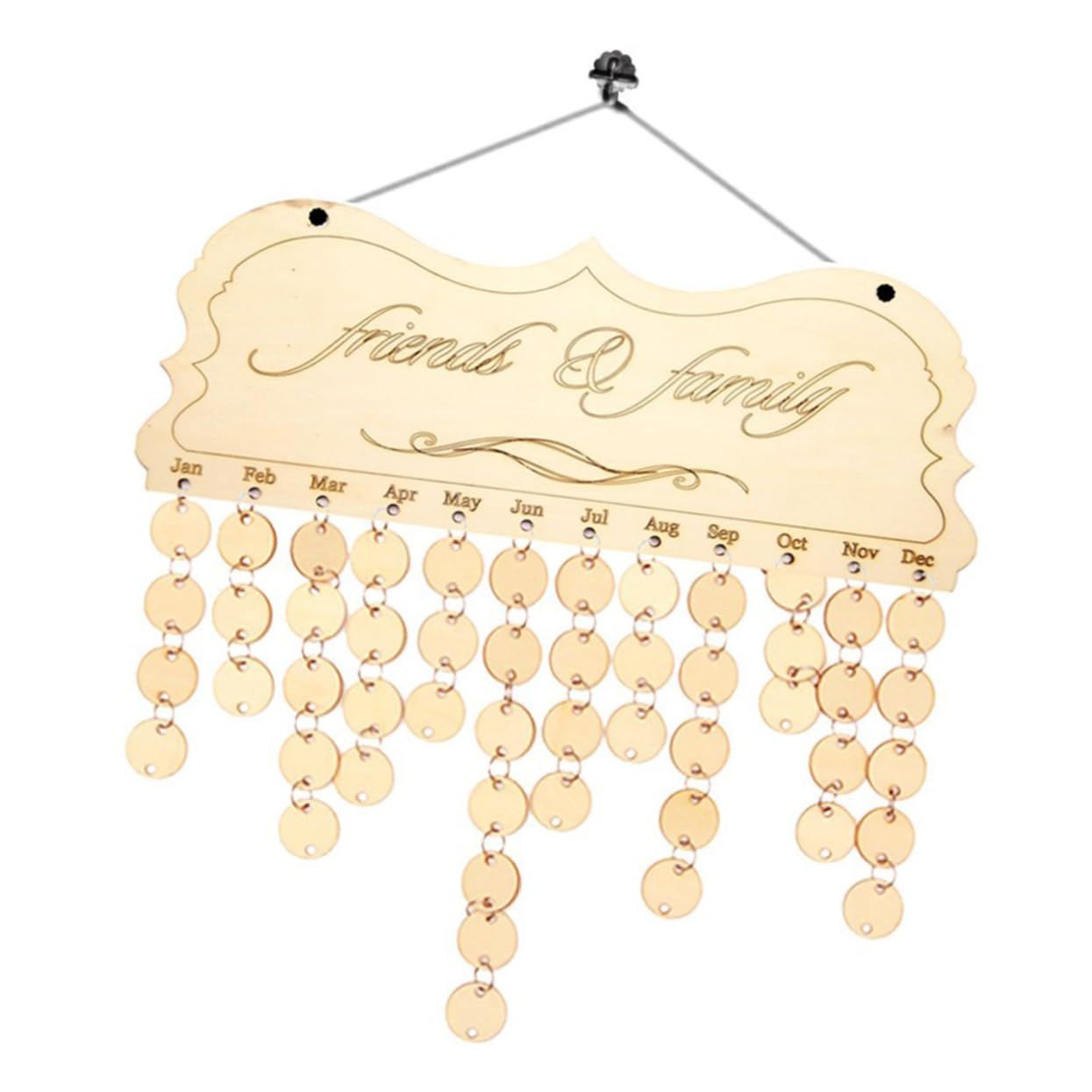 2pcs Wooden Plaque Calendar Wooden Family Birthday Calendar Hanging Calender Family Birthday Board โ image 3